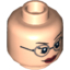 Набор LEGO Minifig Head Dual Sided Female Dark Red Lips and Glasses / Mask, White Face Paint and Open Mouthed Smile Print (Dr Harleen Quinzel) [Hollow Stud], Light Flesh