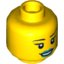 Набор LEGO Minifig Head Dual Sided Female Black Eyelashes, Blue Lips, Smile / Breathing Apparatus Print [Hollow Stud], Желтый