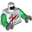 Набор LEGO Torso Octan Racing Suit with Red and Green Stripe Print / Green Arms / Dark Bluish Gray Hands, Белый
