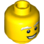 Набор LEGO Minifig Head Male White and Gray Bushy Eyebrows, Open Mouth Smile Print [Hollow Stud], Желтый