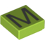 Набор LEGO Tile 1 x 1 with letter Capital M Print, Лайм