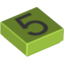 Набор LEGO Tile 1 x 1 with Silver Number 5 Print, Лайм
