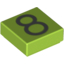 Набор LEGO Tile 1 x 1 with Silver Number 8 Print, Лайм