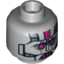 Набор LEGO Minifig Head Alien with Robot Magenta Eyes and Metal Plates Print [Hollow Stud], Светлый сине-серый