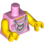 Набор LEGO Torso White Stripes with Silver Chains and Heart Necklace Print / Yellow Arms / Yellow Hands, Ярко-розовый