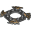 Набор LEGO Ring 4 x 4 with 2 x 2 Hole and 4 Serrated Ends with Black and Pearl Gold Print (Ninjago Spinner Crown), Pearl Dark Gray