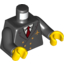 Набор LEGO Torso Airplane Pilot, Suit Double Breasted, Red Tie, Gold Buttons and Logo Pin Print / Black Arms / Yellow Hands, Черный