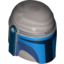 Набор LEGO Minifig Helmet with Holes, SW Mandalorian with Blue and Dark Blue Print, Flat Silver