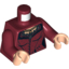 Набор LEGO Torso Spotted Dress with Buttons, Ruffles and Gold Necklace Print / Dark Red Arms / Light Flesh Hands, Темно-красный