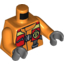 Набор LEGO Torso Coast Guard, Jacket with Safety Harness and Flotation Vest Print / Orange Arms / Dark Buish Gray Hands, Оранжевый