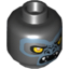 Набор LEGO Minifig Head Dual Sided Alien Chima Gorilla with Yellow Eyes, Fangs and Gray Face, Closed Mouth / Open Mouth Print (Gorzan) [Hollow Stud], Черный