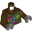 Набор LEGO Torso Gorilla with Leaf Top and Belt, Pink Flowers and Chi Orb Print / Dark Brown Arms / Dark Bluish Gray Hands, Темно-коричневый