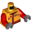 Набор LEGO Torso Race Suit with Red Belt with Stitching and 'Airborne Spoilers' Print / Red Arms / Dark Bluish Gray Hands, Bright Light Orange