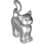 Набор LEGO Cat Standing New Style with White Chest and Muzzle and Bright Pink Nose Print, Светлый сине-серый