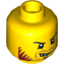 Набор LEGO Minifig Head Dual Sided Beard, Curved Black Eyebrows, Lopsided Open Grin / Determined Print [Hollow Stud], Желтый