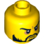 Набор LEGO Minifig Head Beard Black, Moustache, Arched Eyebrows, White Pupils, Grim Mouth Print [Hollow Stud], Желтый