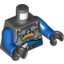 Набор LEGO Torso with Gold Crown and Silver Armour Print / Blue Arms / Black Hands, Темный сине-серый