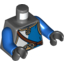 Набор LEGO Torso with Gray/Blue Tunic and Brown Belt Print / Blue Arms / Black Hands, Темный сине-серый