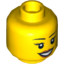 Набор LEGO Minifig Head Dual Sided Female with Peach Lips, Open Mouth Smile, Black Eyebrows, Smiling / Scared Print [Hollow Stud], Желтый