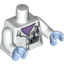 Набор LEGO Torso Female Lab Coat with Purple Shirt and Pen, Buttons and 'PROFESSOR C BODIN' Badge Print / White Arms / Bright Light Blue Hands, Белый