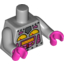 Набор LEGO Torso Robot with Silver Rivets, Yellow Gauges, Dark Pink Screen Print / Light Bluish Gray Arms / Dark Pink Hands [Col11-16], Светлый сине-серый