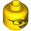 Набор LEGO Minifig Head Female Glasses, White Pupils, Eyelashes, Peach Lips, Smiling [Hollow Stud], Желтый