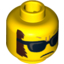 Набор LEGO Minifig Head Black Sunglasses, Closed Mouth, Dark Brown Sideburns Print [Hollow Stud] , Желтый