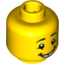 Набор LEGO Minifig Head Black Eyebrows, Cheek Lines, Gap Toothed Smile Print [Hollow Stud], Желтый