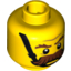 Набор LEGO Minifig Head Brown Bushy Moustache, Brown Eyebrows and Chin Strap Print [Hollow Stud], Желтый