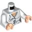 Набор LEGO Torso Female Lab Coat with 2 Pockets, Buttons and Gold Necklace Print / White Arms / Light Flesh Hands, Белый