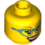 Набор LEGO Minifig Head Dual Sided Glasses with Blue Frame, Medium Dark Flesh Eyebrows, Red Lipstick, Smirk / Open Smile Print [Hollow Stud], Желтый