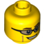 Набор LEGO Minifig Head with Trans-Black Sunglasses, Dark Brown Eyebrows and Cheek Lines Print [Hollow Stud], Желтый
