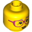 Набор LEGO Minifig Head Female - Dark Pink Glasses, Gray Eyebrows and Crow's Feet Print [Hollow Stud], Желтый