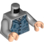 Набор LEGO Torso Shirt and Sand Blue Vest Tattered with 4 Buttons Print / Light Bluish Gray Arms / Light Flesh Hands, Светлый сине-серый