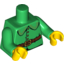 Набор LEGO Torso Rounded Collar, 4 Gold Buttons and Brown Belt with Gold Buckle Print / Green Arms / Yellow Hands, Зеленый