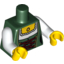 Набор LEGO Torso Female Laced Corset with White Blouse and Gold Necklace Print / White Arms / Yellow Hands, Темно-зеленый