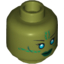Набор LEGO Minifig Head Alien with Blue Eyes, Green Markings and Dark Green Lips Print (SW Jedi Consular) [Hollow Stud], Оливковый