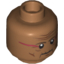 Набор LEGO Minifig Head Dual Sided Wrinkles and Dark Red Face Paint, Mouth Closed / Mouth Open Scared Print [Hollow Stud], Medium Dark Flesh