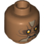 Набор LEGO Minifig Head Alien Zabrak with Orange Eyes and Dark Tan Markings Print (SW Jedi Knight) [Hollow Stud], Medium Dark Flesh