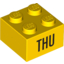 Набор LEGO Brick 2 x 2 with Black 'THU' Print, Желтый