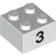 Набор LEGO Brick  2 x  2 with Black '3' Print, Белый