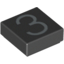 Набор LEGO Tile 1 x 1 with Silver Number 3 Print, Черный