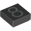 Набор LEGO Tile 1 x 1 with Silver Number 8 Print, Черный