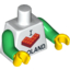 Набор LEGO Torso - I 'L Brick' LEGOLAND Print / Green Arms / Yellow Hands, Белый