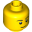 Набор LEGO Minifig Head - Black Eyebrows, Thin Grin, Black Eyes with White Pupils Print [Blocked Open Stud], Желтый
