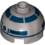 Набор LEGO Brick Round 2 x 2 Dome Top with Dark Blue Print (R2-D2), Flat Silver