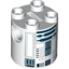Набор LEGO Brick Round 2 x 2 x 2 Robot Body with Gray and Dark Blue R2-D2 Print, Белый