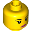 Набор LEGO Minifig Head Female with Black Eyebrows, Eyelashes, Pink Lips, Freckles, Lopsided Smile Print [Hollow Stud], Желтый