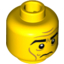 Набор LEGO Minifig Head Black Eyebrows, Cheek Lines, White Pupils Print [Hollow Stud], Желтый