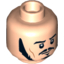 Набор LEGO Minifig Head Dual Sided Long Black Sideburns, Moustache, Goatee, Smirking / Angry Print [Hollow Stud], Light Flesh